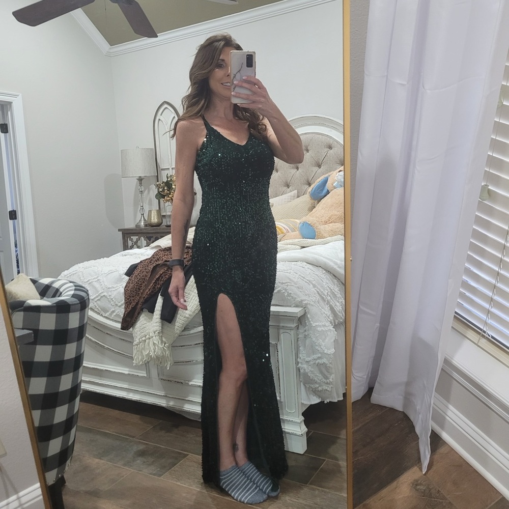 Dark green sequined dress size medium worn once